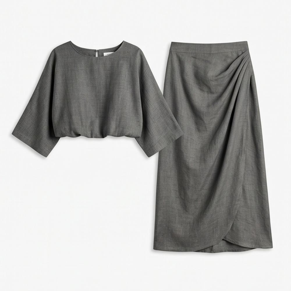Lunavia – Women's Kimono Sleeve Plus-Size Two-Piece Set