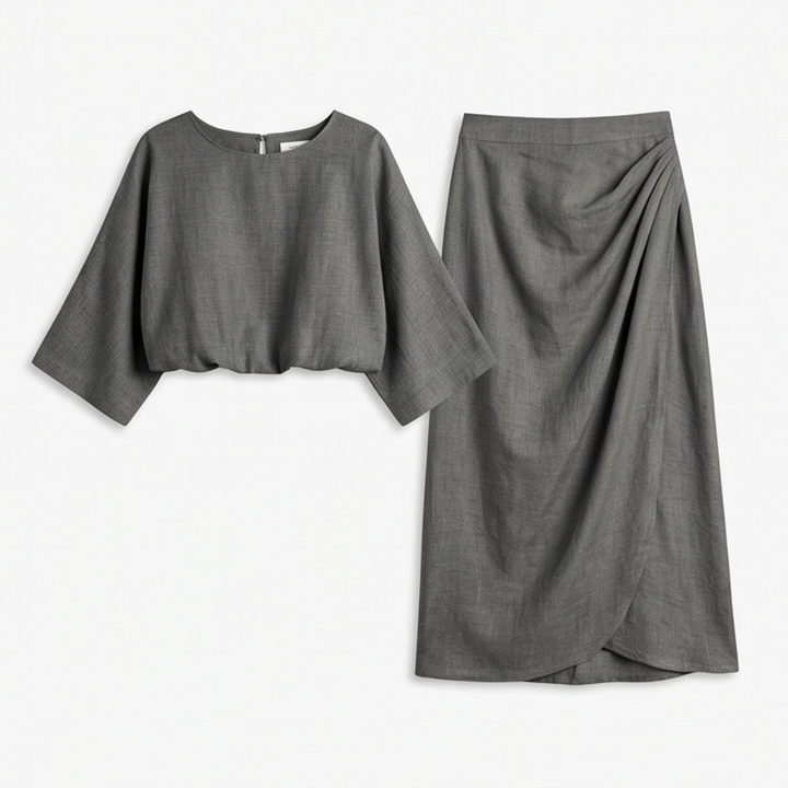 Lunavia – Women's Kimono Sleeve Plus-Size Two-Piece Set