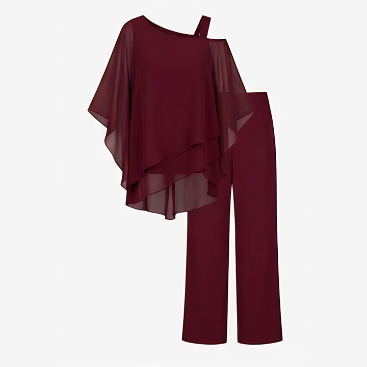 Élora – Women's Asymmetric Chiffon Two-Piece Set