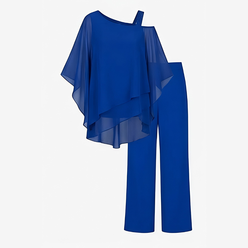 Élora – Women's Asymmetric Chiffon Two-Piece Set