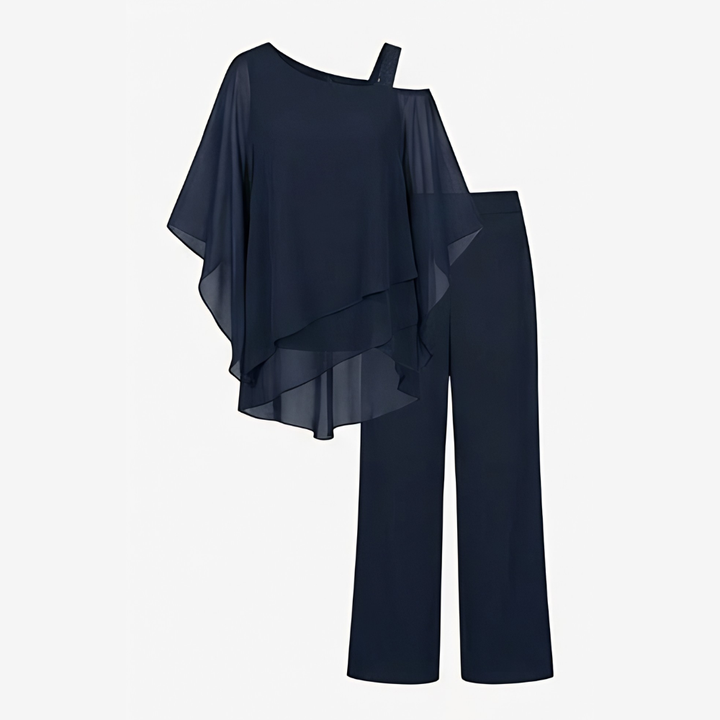Élora – Women's Asymmetric Chiffon Two-Piece Set