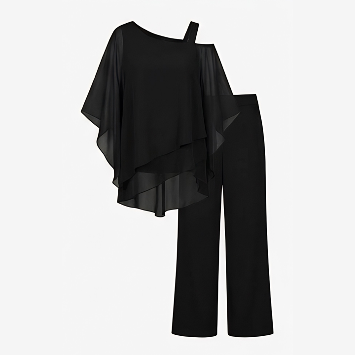 Élora – Women's Asymmetric Chiffon Two-Piece Set