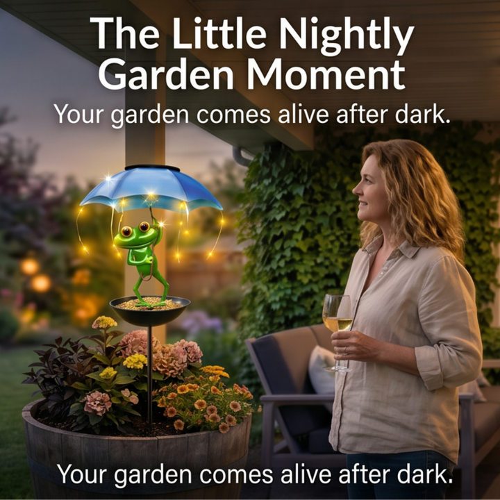 Magic Frog – Solar Garden Lamp with Bird Feeder