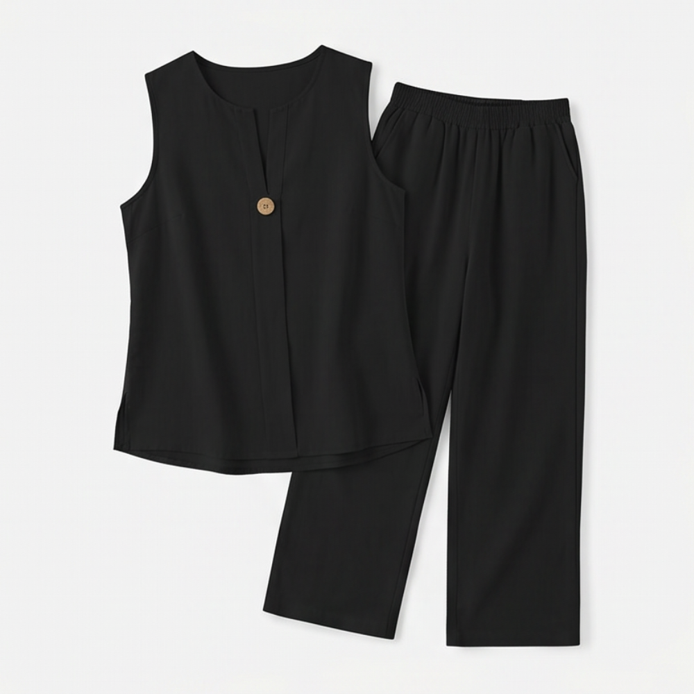 Lunavia™ Sleeveless Linen Co-Ord Set with Wide-Leg Pants