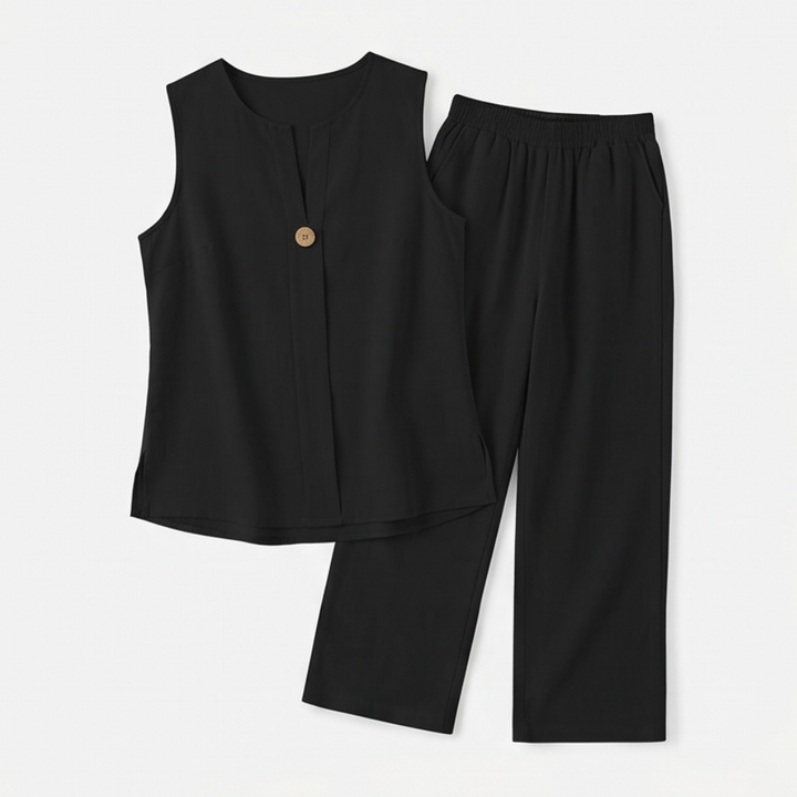 Lunavia™ Sleeveless Linen Co-Ord Set with Wide-Leg Pants