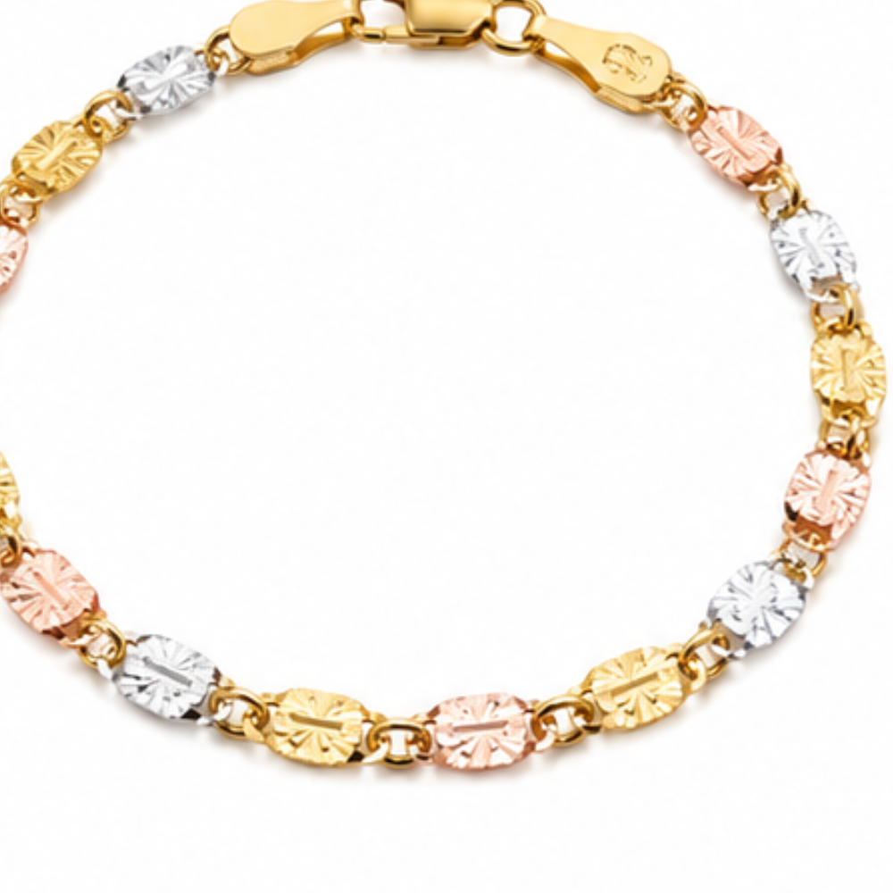 Trioro – Tri-Tone Metal Link Chain Bracelet