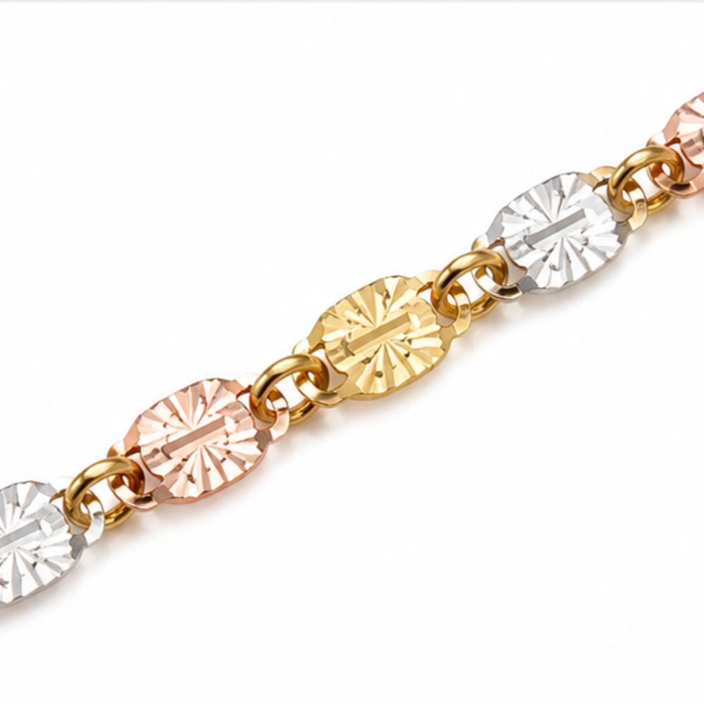 Trioro – Tri-Tone Metal Link Chain Bracelet