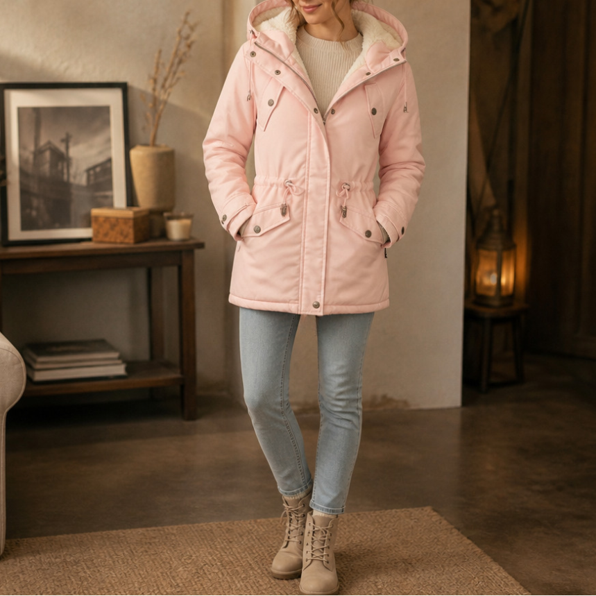 Warmbella – Fleece-Lined Waist-Defining Padded Parka