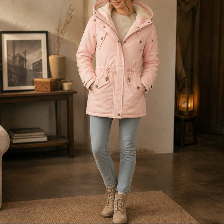 Warmbella – Fleece-Lined Waist-Defining Padded Parka