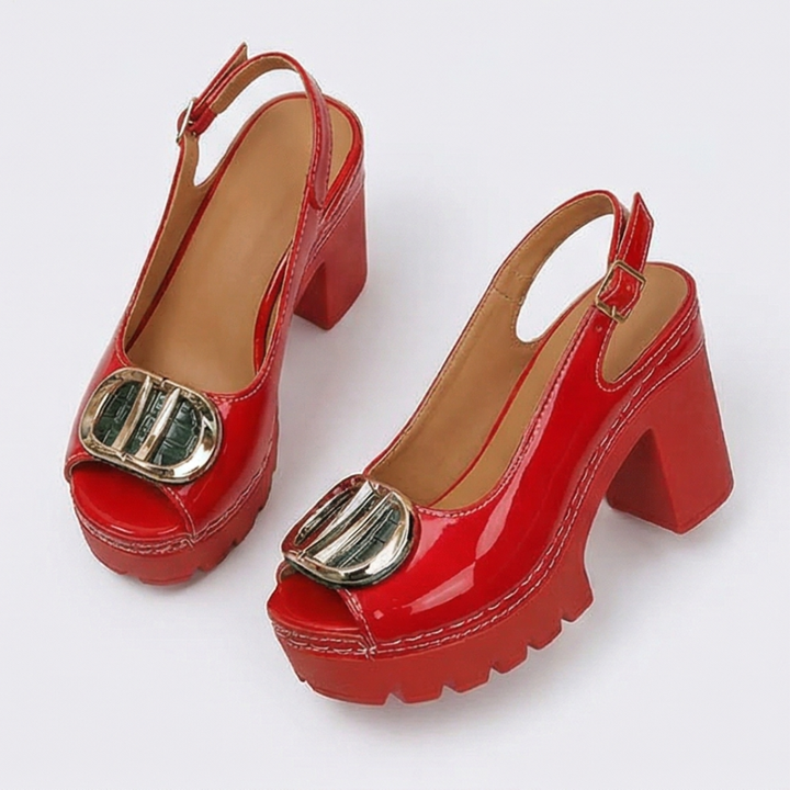 Floressa – Statement Buckle Platform Heeled Sandals