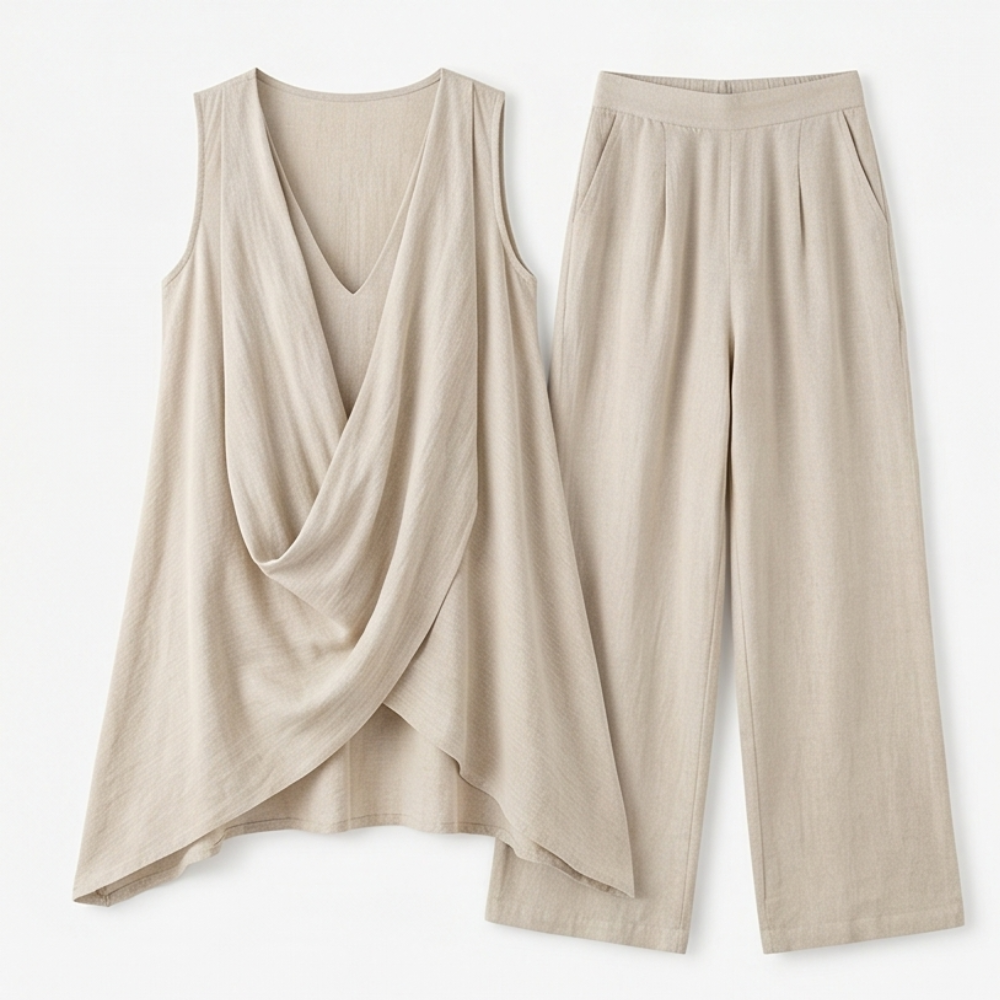 Marenza™ – Draped Linen Two-Piece Set