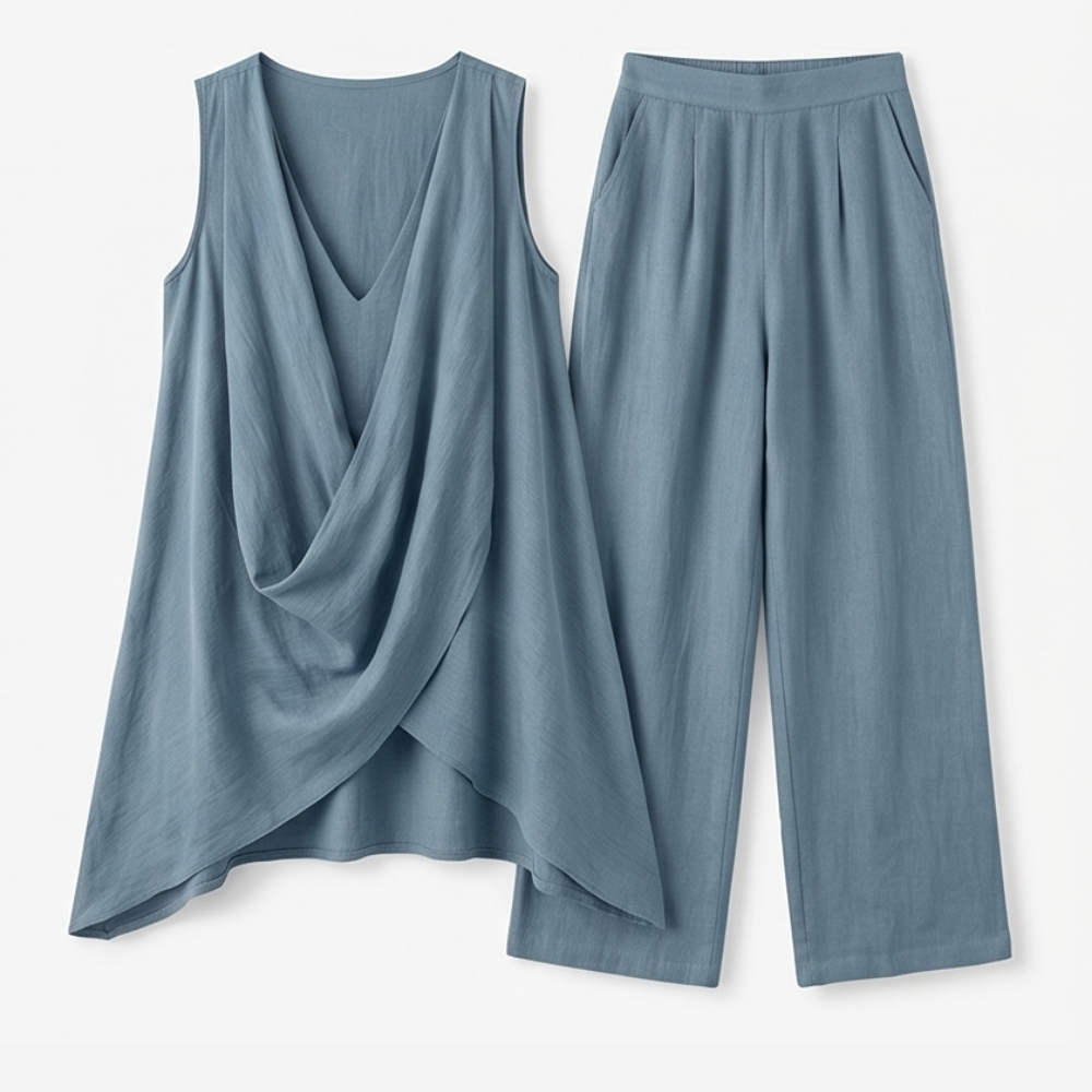 Marenza™ – Draped Linen Two-Piece Set