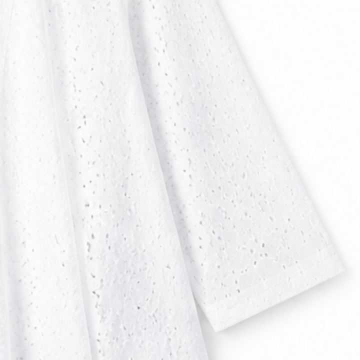 Veluna™ – Lightweight Eyelet Open-Front Cardigan for Women, 3/4 Sleeve Ruffle Hem Summer Layer