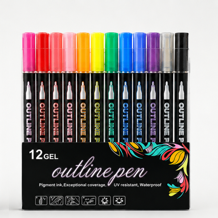 Outlynn – Self-Outline Dual-Tip Glitter Markers