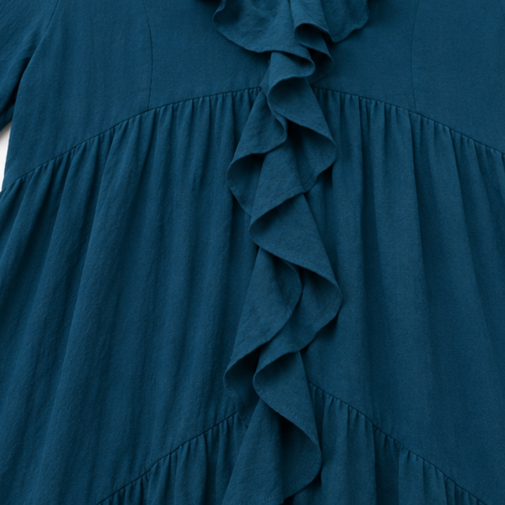 Cascada – High-Low Ruffle V-Neck Bell Sleeve Dress