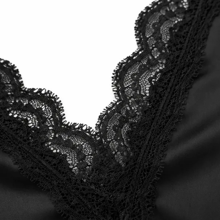 Lyselle – Satin Lace V-Neck Tie-Front Blouse for Women