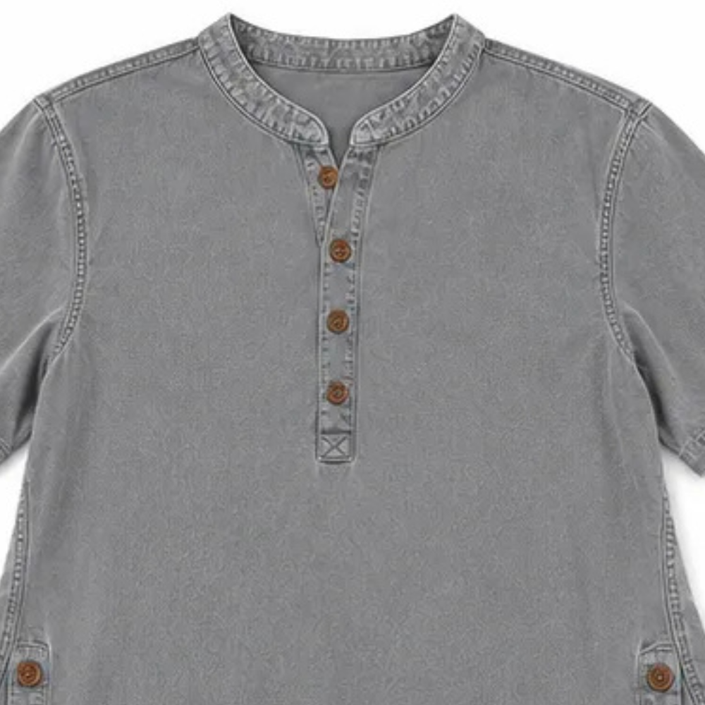 Avelyn – Henley Denim Tunic Top with Side Buttons for Women
