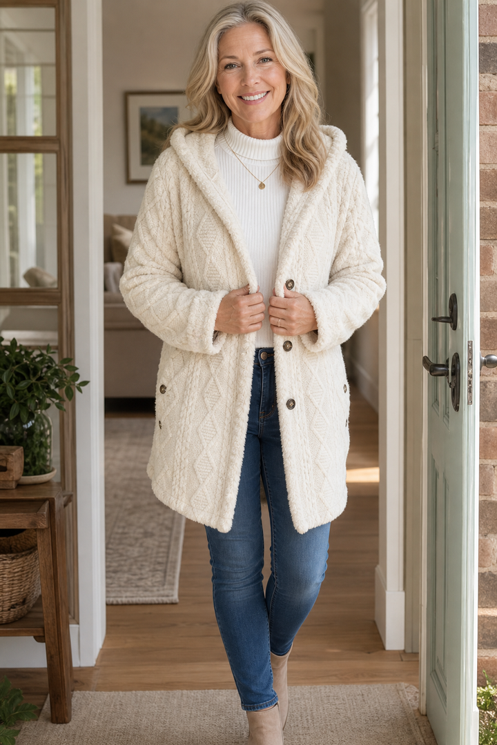 Wearbella – Cable-Knit Hooded Longline Coat