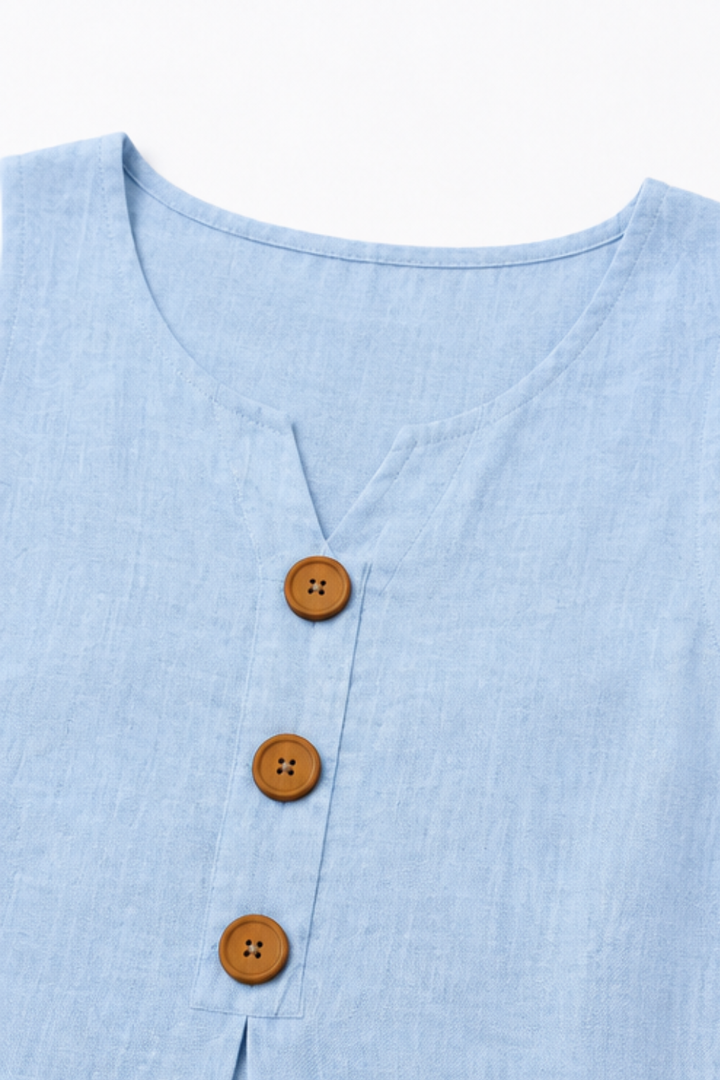 Onehanger – V-Neck Button-Up Vest And Wide-Leg Pants Set