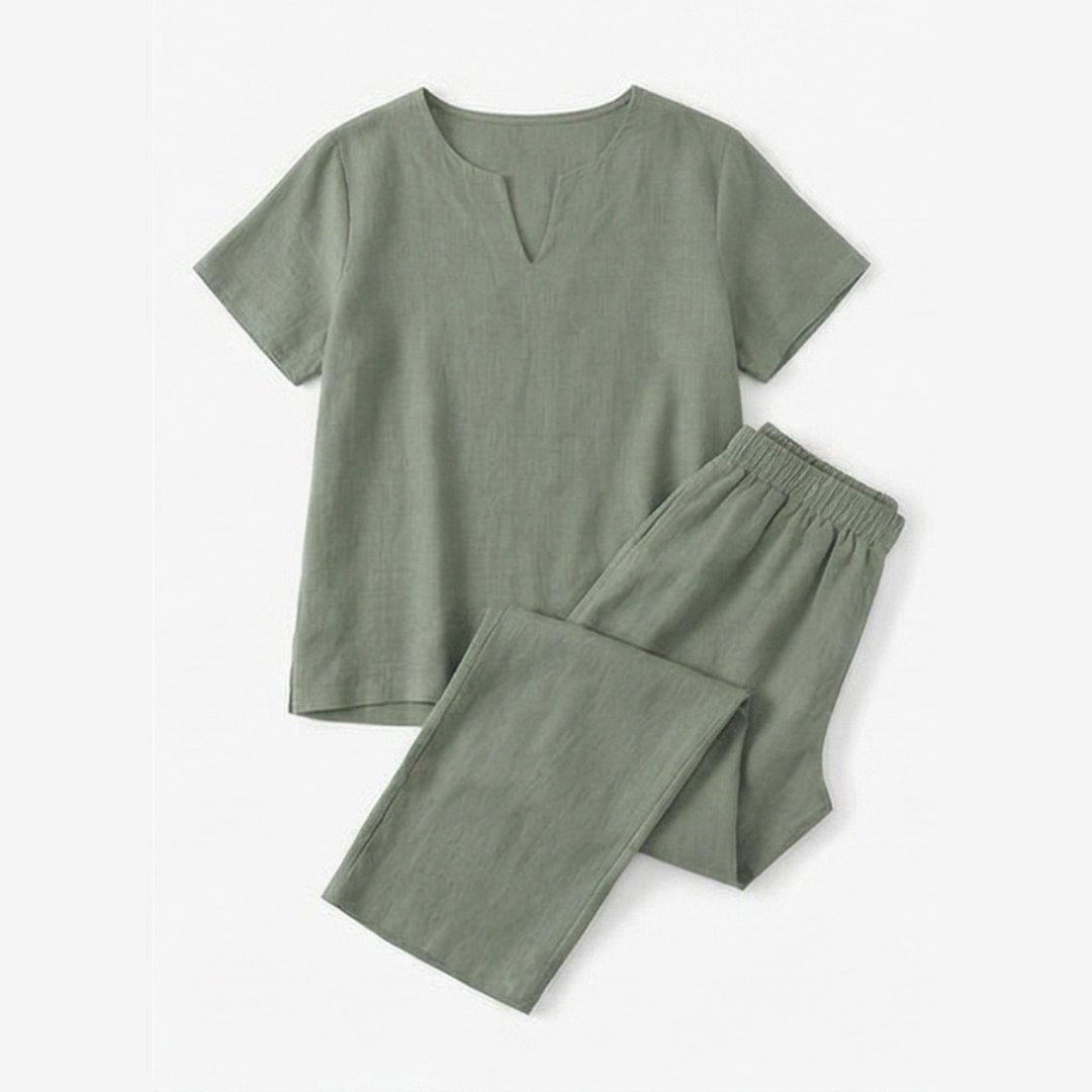 Lunessa – Women's Breezy V-Neck Top and Pants Set