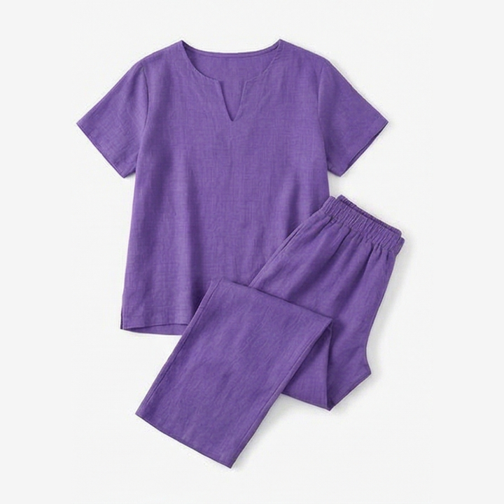 Lunessa – Women's Breezy V-Neck Top and Pants Set