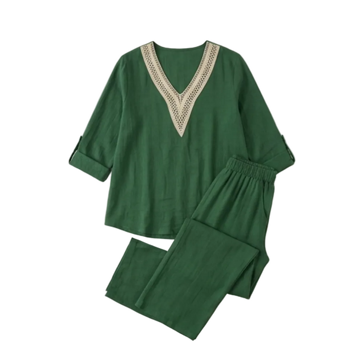 Linora™ – Crochet V-Neck Two-Piece Set
