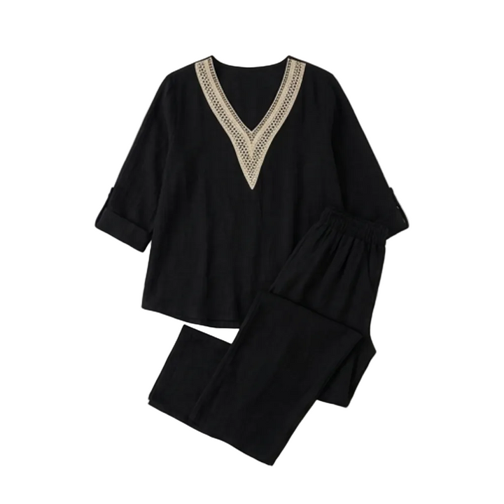 Linora™ – Crochet V-Neck Two-Piece Set