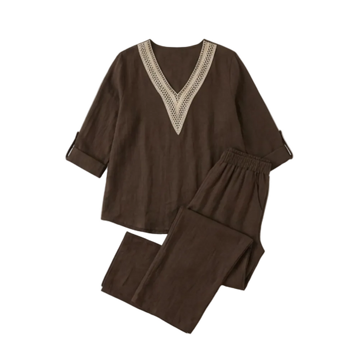 Linora™ – Crochet V-Neck Two-Piece Set