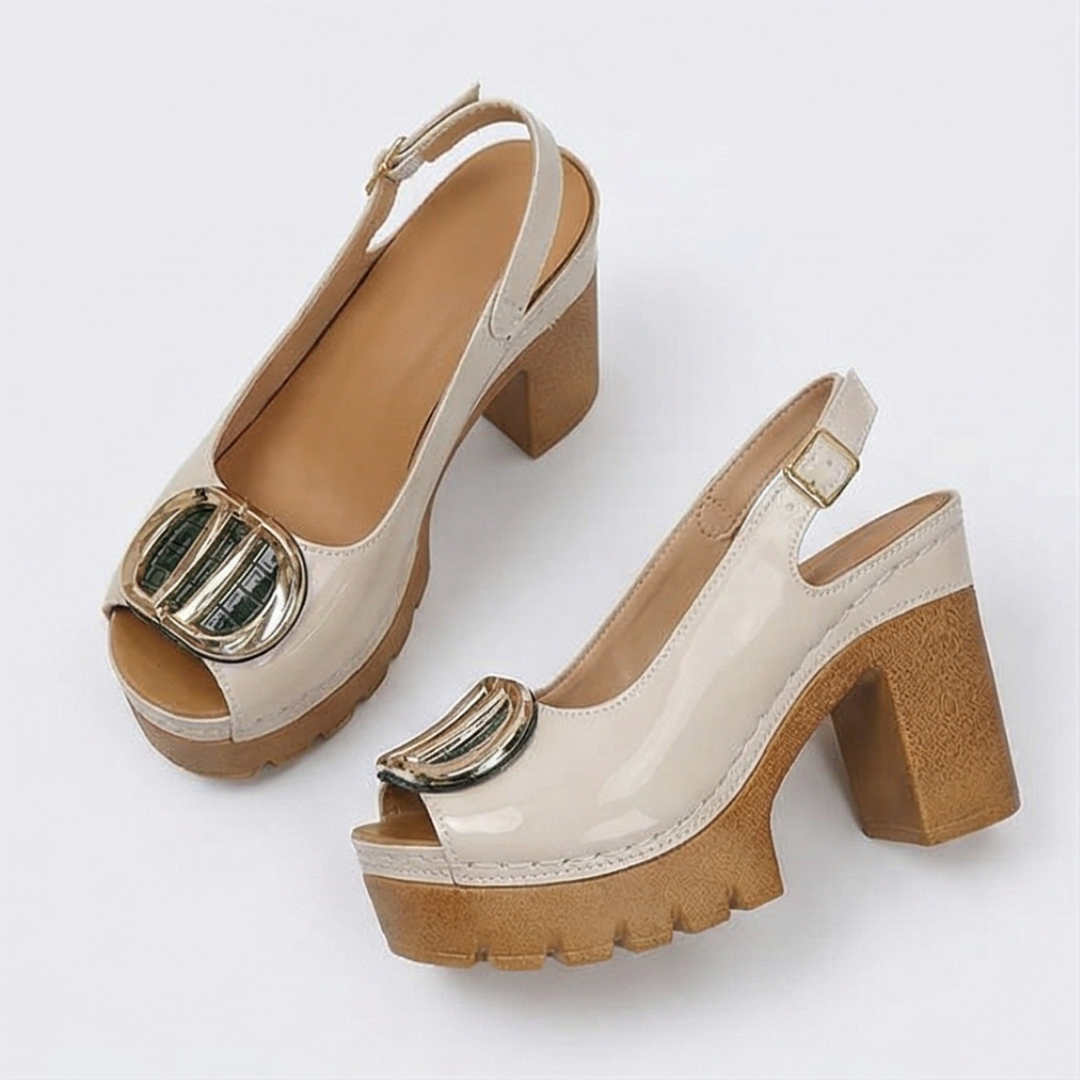Floressa – Statement Buckle Platform Heeled Sandals