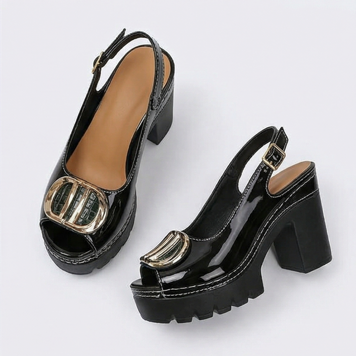 Floressa – Statement Buckle Platform Heeled Sandals