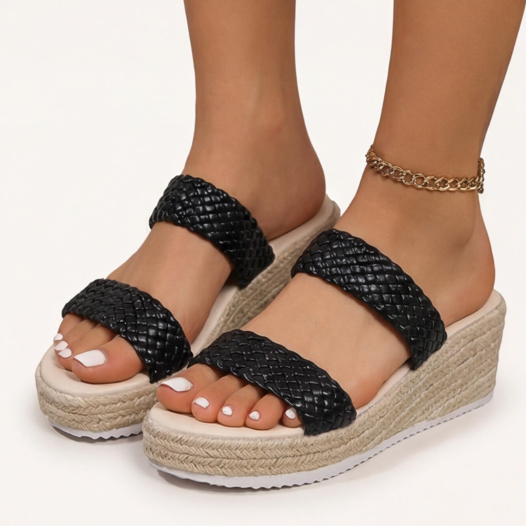 Solara – Braided Platform Wedge Slides