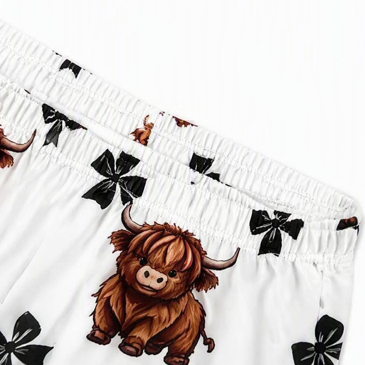 Duskwear – Highland Cow Print Ruffle Cami And Shorts Set