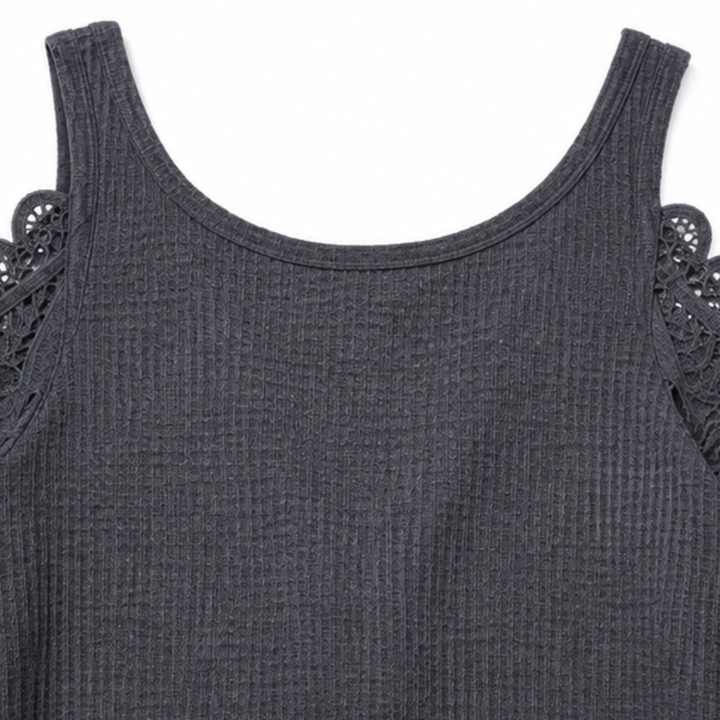 Duetta – Lace-Sleeve Cold-Shoulder Zip-Front Tunic Top