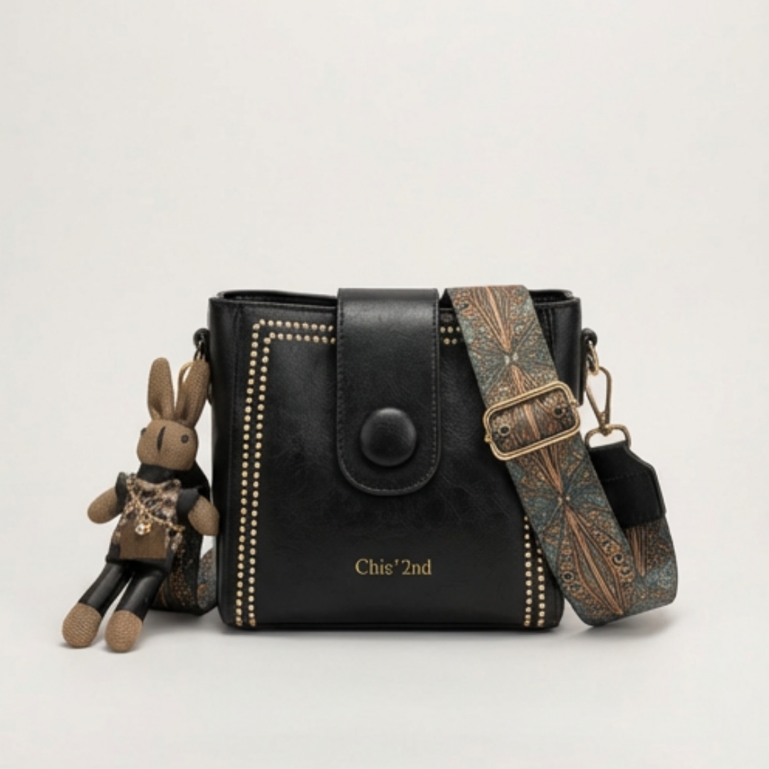 Trovata - Vintage crossbody bucket bag with artisan strap