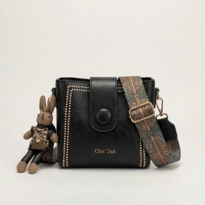 Trovata - Vintage crossbody bucket bag with artisan strap