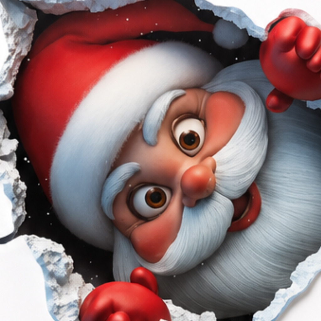 Peekaboo Claus – Peeking Santa Wall Sticker Decal (4pcs)