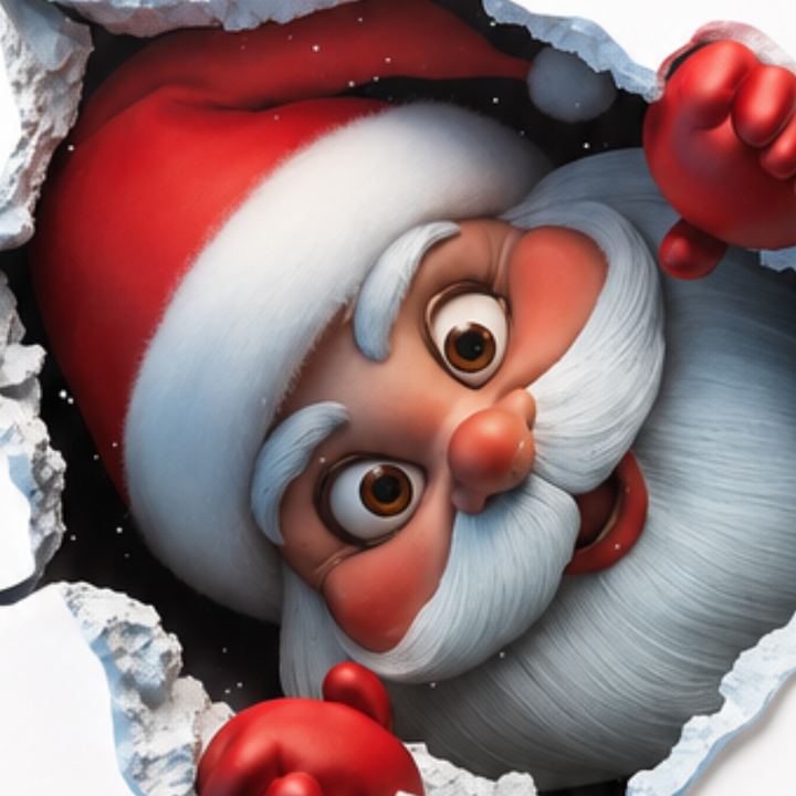 Peekaboo Claus – Peeking Santa Wall Sticker Decal (4pcs)