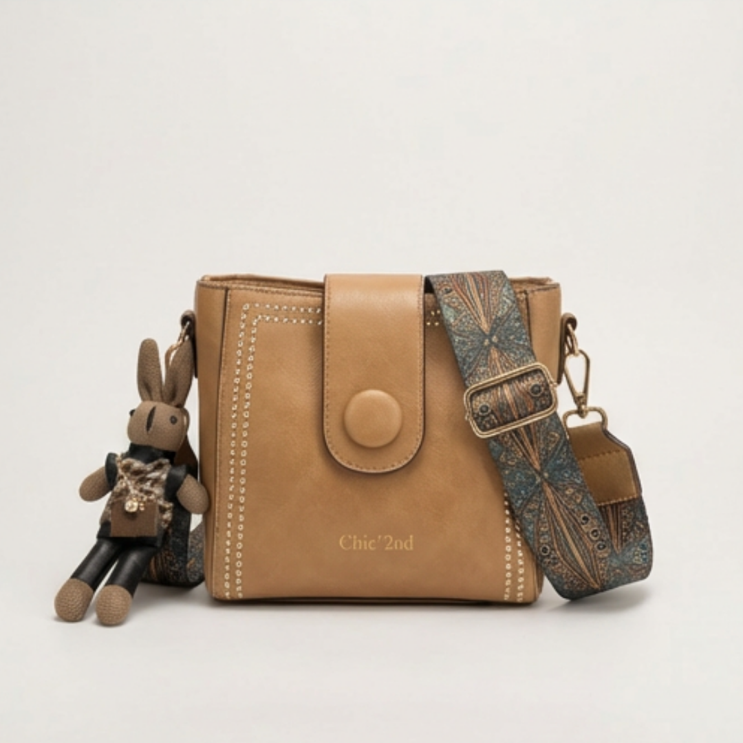 Trovata - Vintage crossbody bucket bag with artisan strap