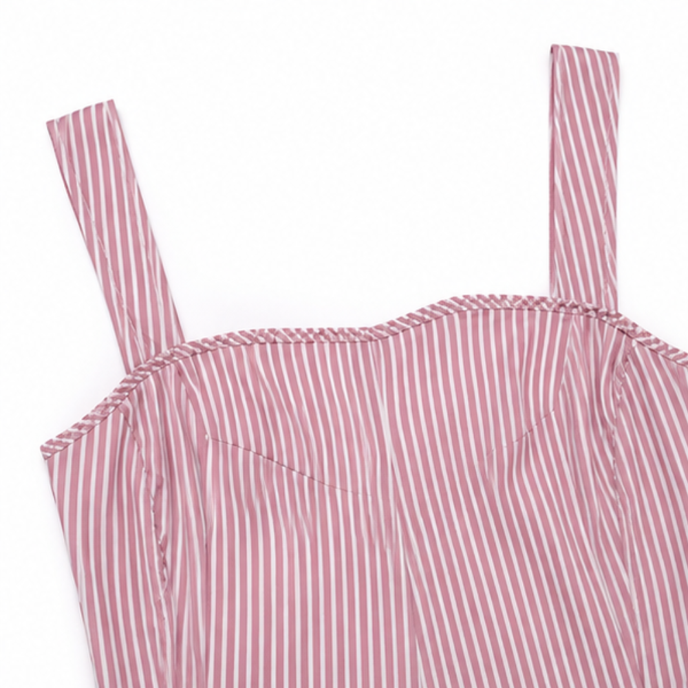 Wearbella – Striped Adjustable Strap High-Waist Jumpsuit