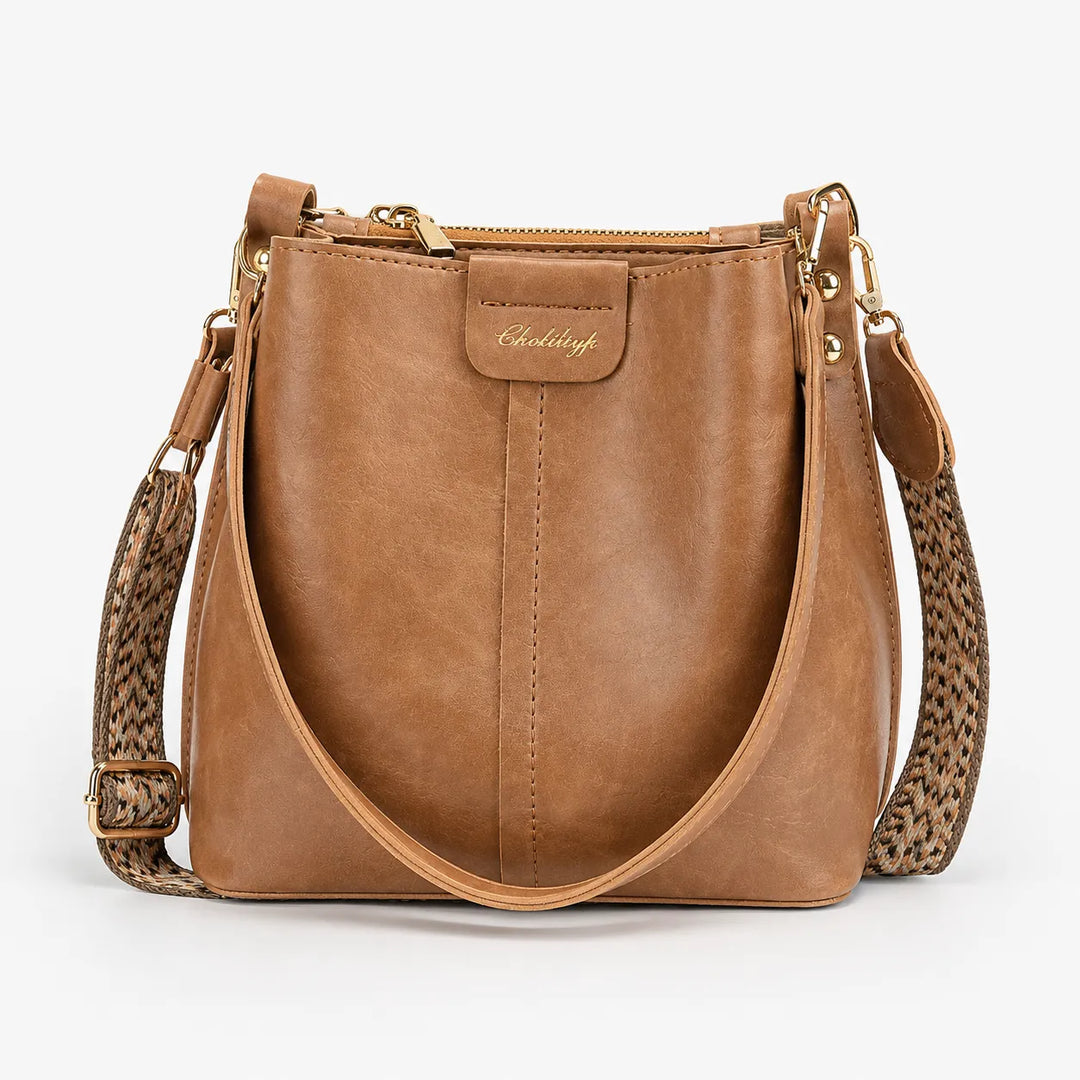 Bellora – Vintage Bucket Shoulder Bag with Woven Strap