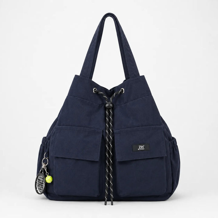 Carryall – Convertible Drawstring Canvas Tote Backpack with Cargo Pockets