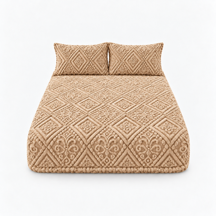 Damask Haven – Raised Damask Plush Fitted Sheet