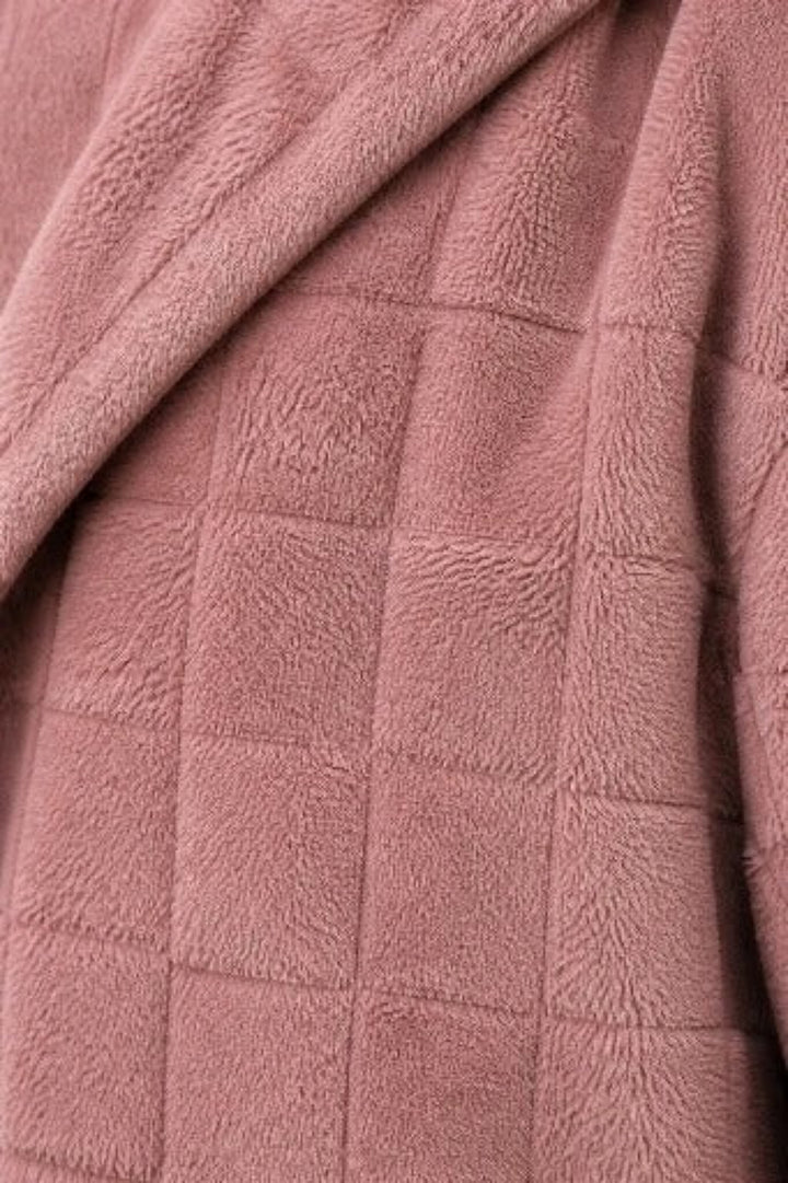 Plushden – Checkered Fuzzy Open-Front Cardigan