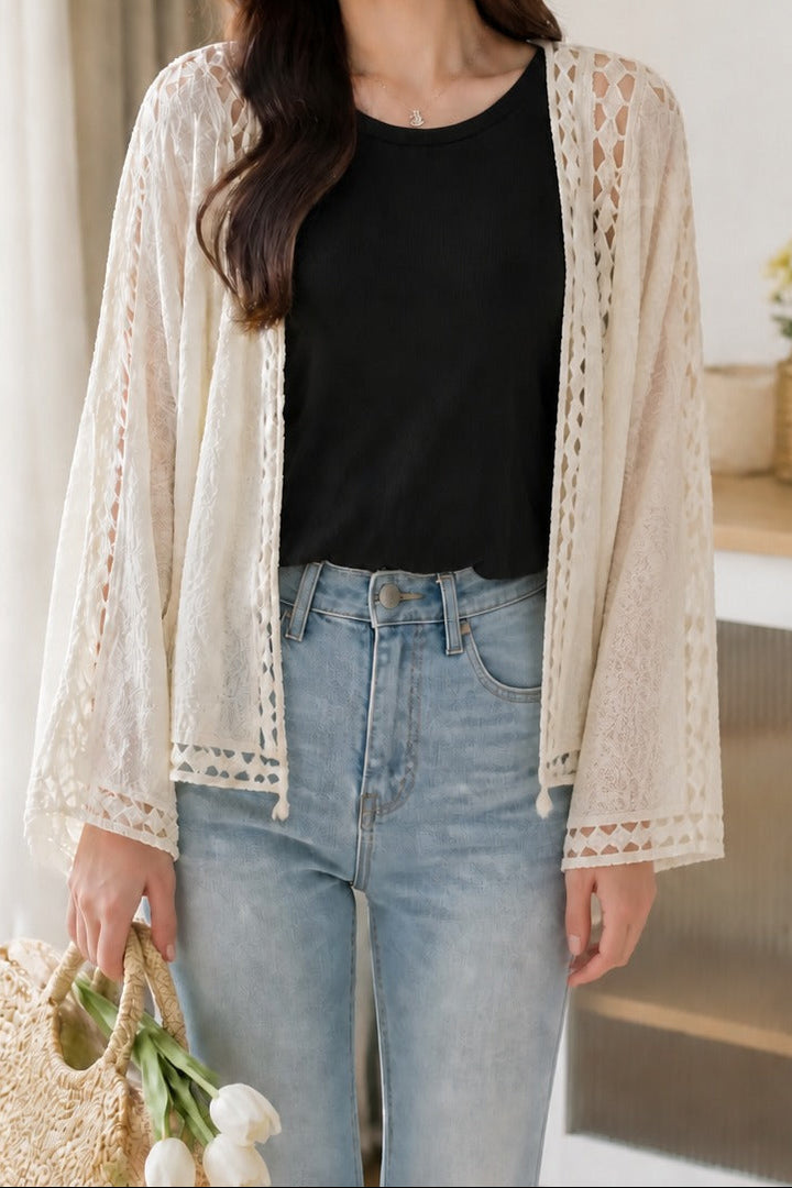 Lunaveil – Openwork Lace Oversized Cardigan