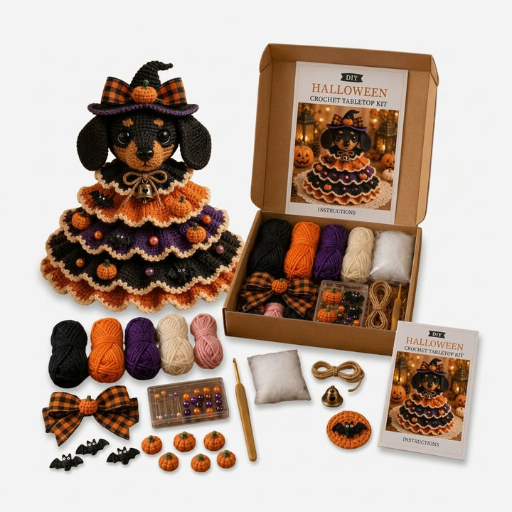 Hallowstitch – Layered Crochet Cat Witch Halloween Tree