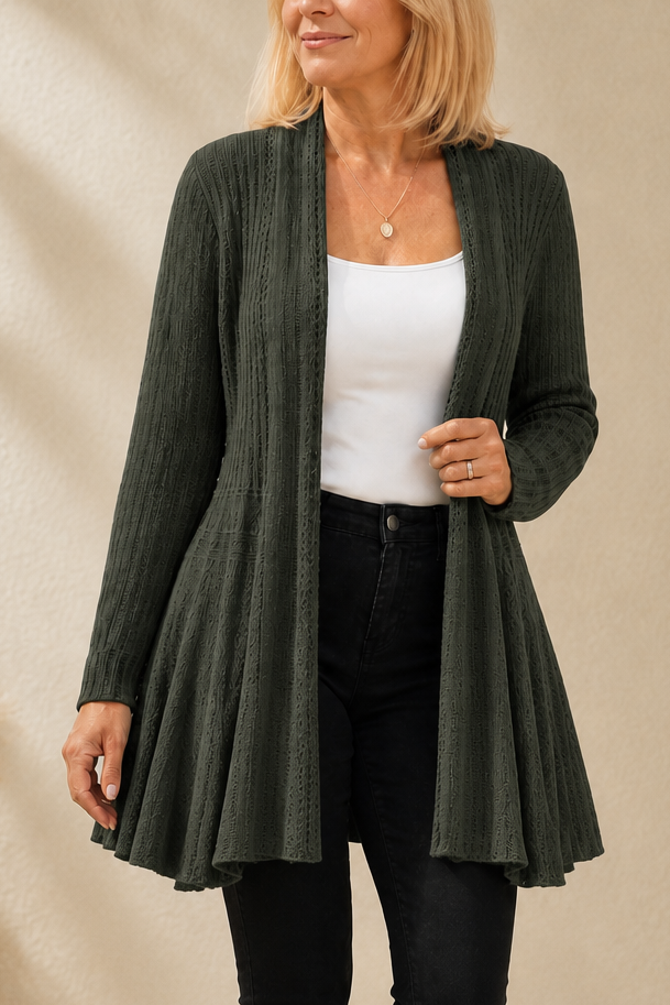 Wearbella – Open-Front Waterfall Knit Cardigan