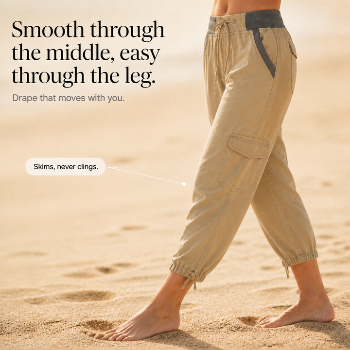 Easeline – High Waisted Elastic Cargo Capri Pants