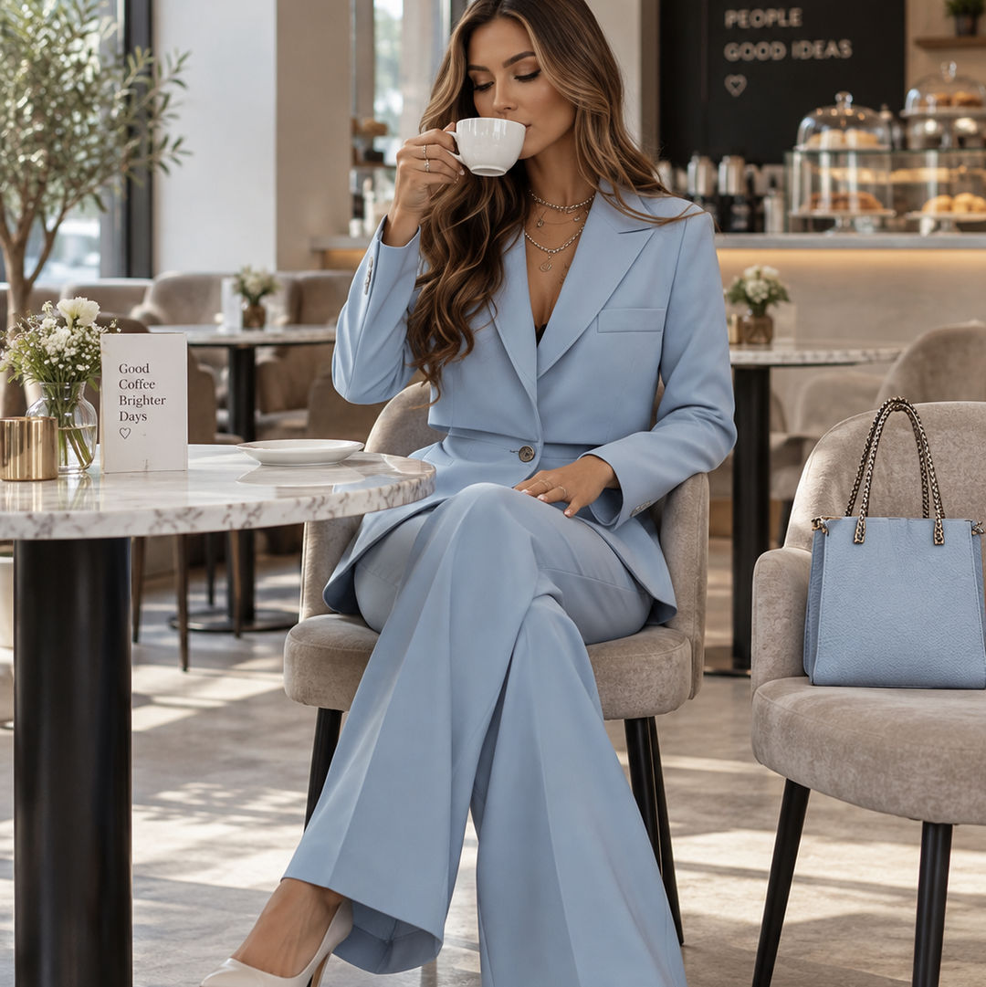 Wearbella – Notch Lapel Layered-Look Blazer And Trouser Set
