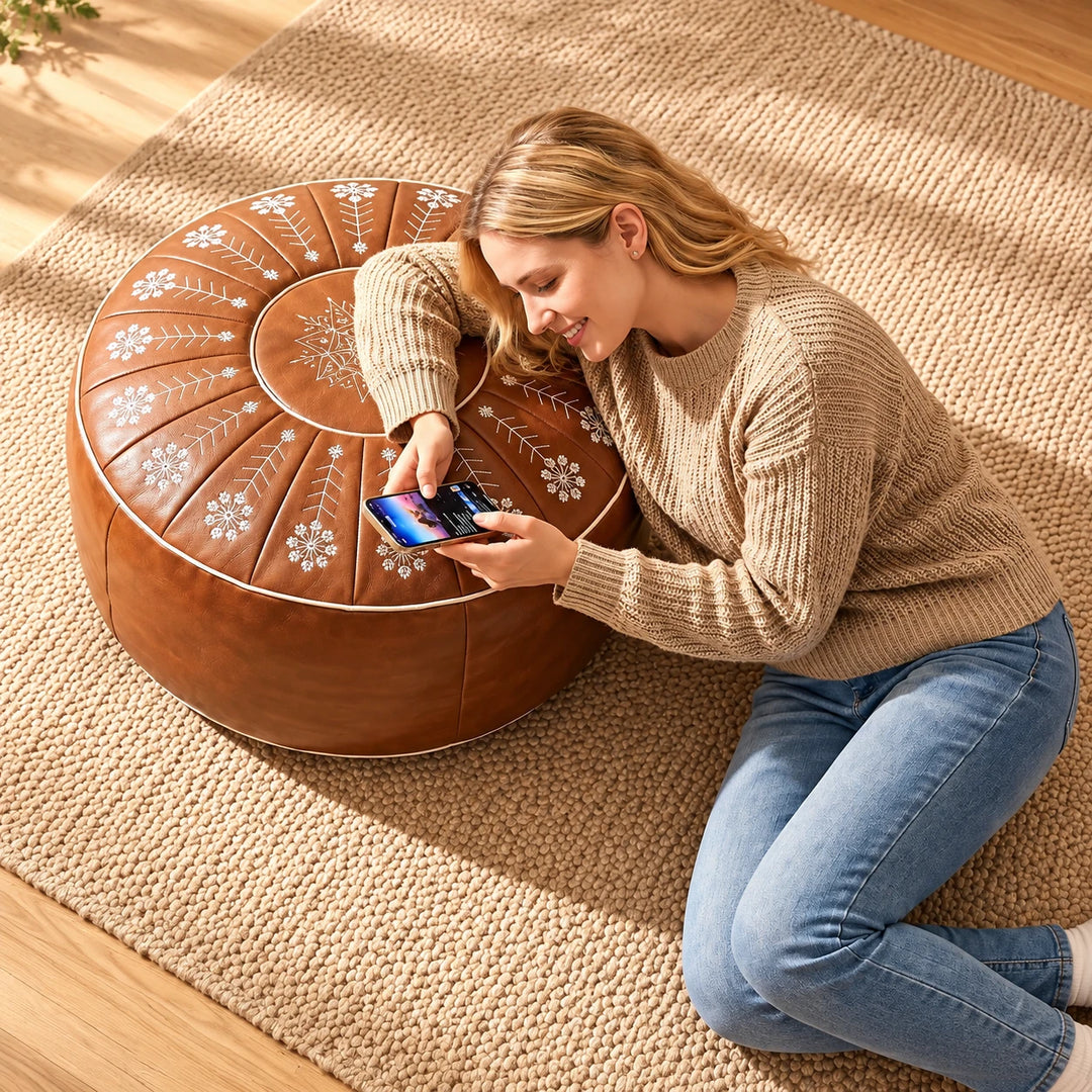 Nestora – Embroidered Fillable Storage Ottoman Cover