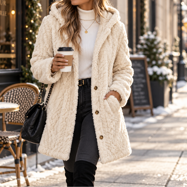 Hearth & Hood – Textured Hooded Button-Front Cardigan